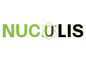 Nuculis Logo | NetDirector Healthcare NUCLIS logo: gray 'NUC' transitioning to lime-green 'LIS' with a molecule icon in the center.
